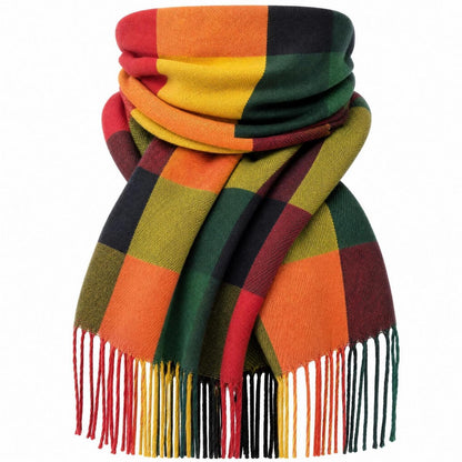 Karierte Damen Schal Gelb Grün Winter Schal & Geschenkidee