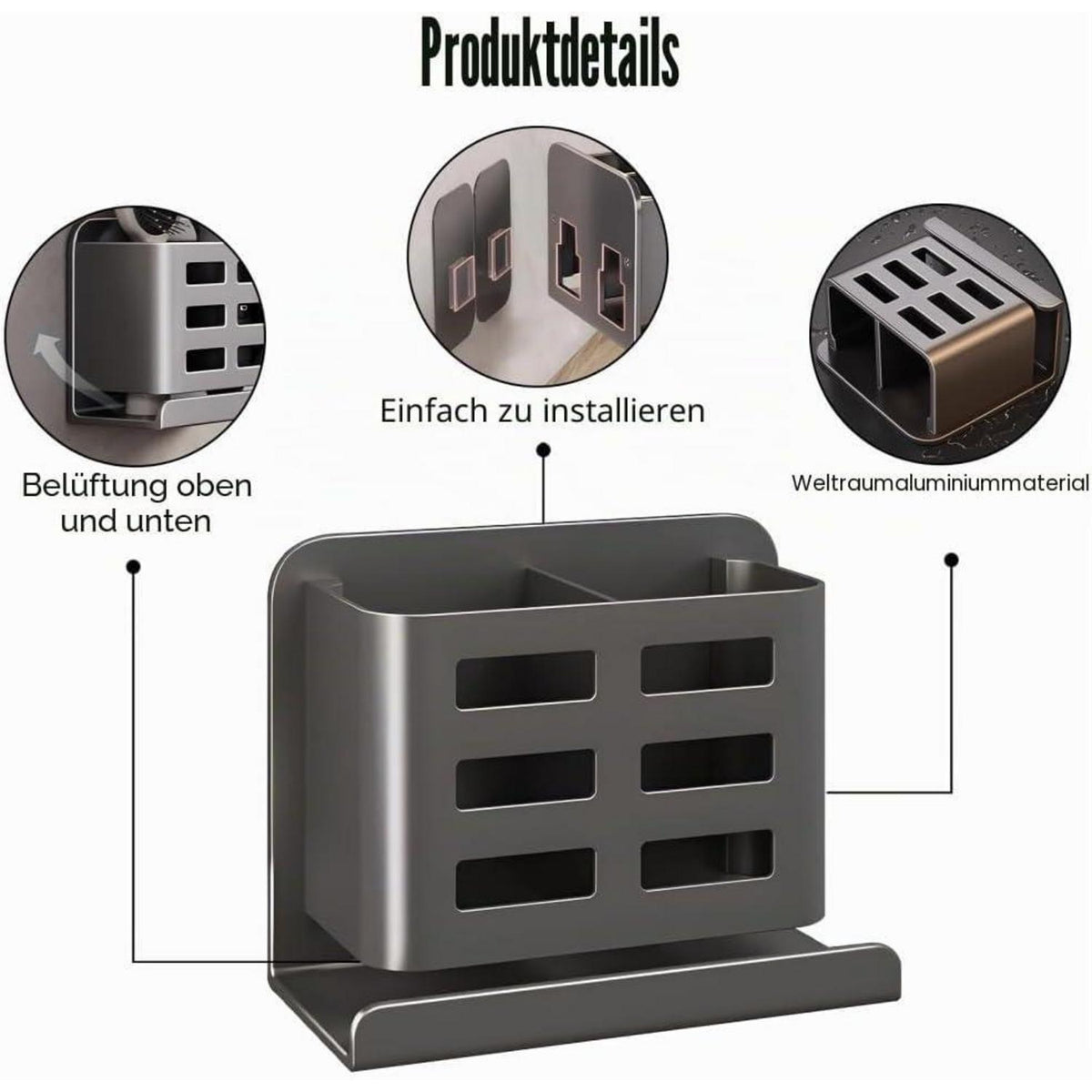 Wandzahnbürstenhalter Aluminium – Bohrlos & Platzsparend