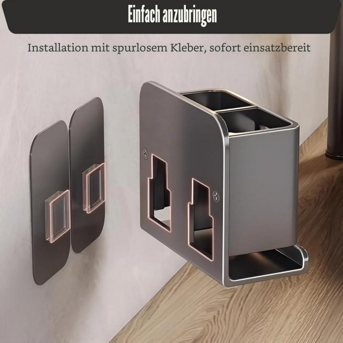 Wandzahnbürstenhalter Aluminium – Bohrlos & Platzsparend