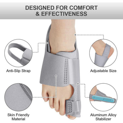 Hallux Valgus Korrektur Schiene mit Zehenspreizer - Grau