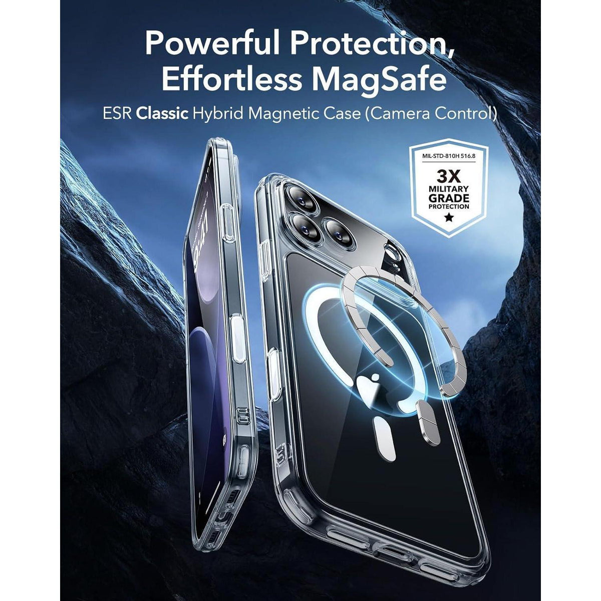 iPhone 17 Pro Max Hülle mit Kamerasteuerung, MagSafe, Militärschutz, Klar