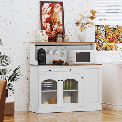 Küchenschrank mit Arbeitsplatte & Weinschrank – Weiß, 120x120x40 cm