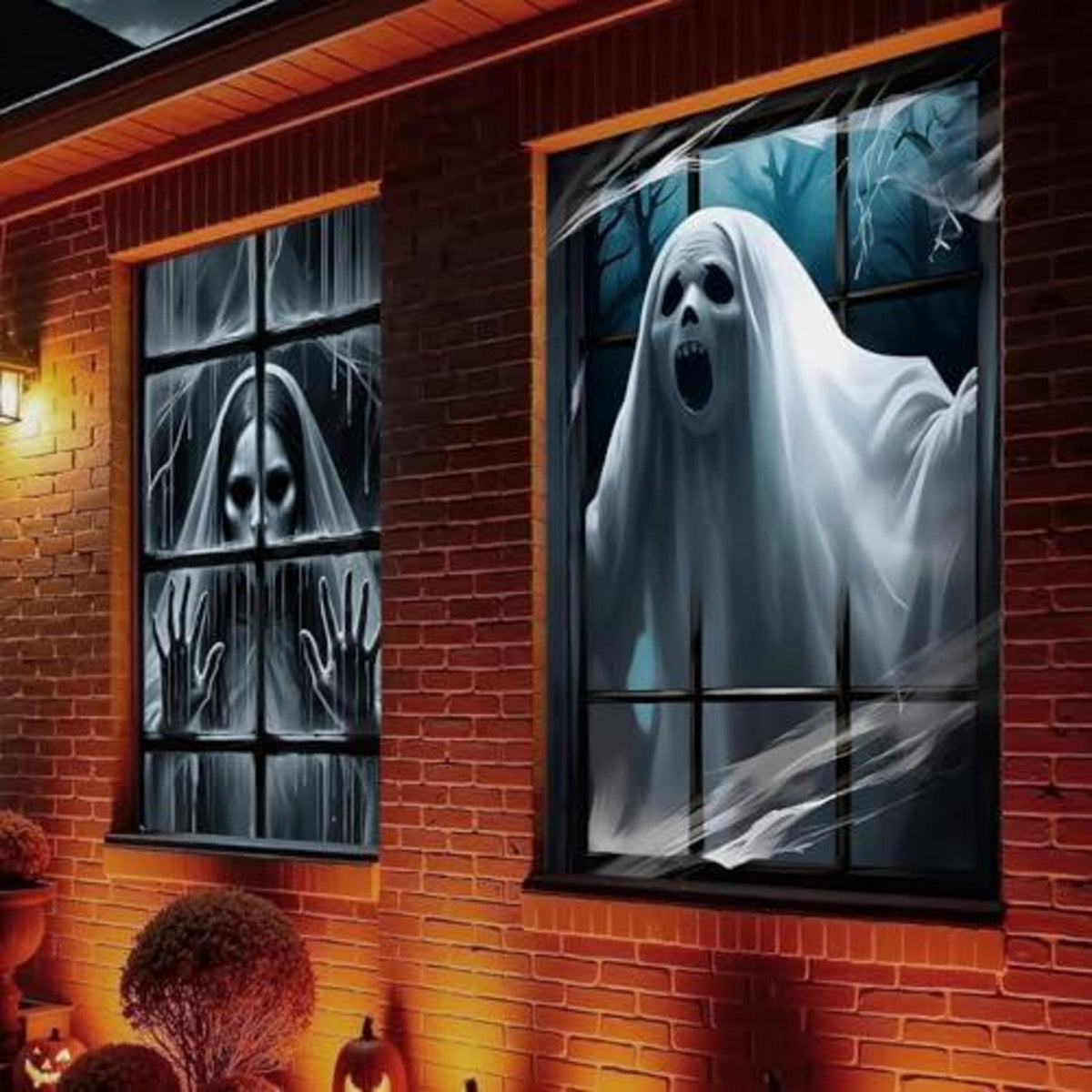 2x Halloween Fensterbilder Gruselig & Horror Deko 120x80cm