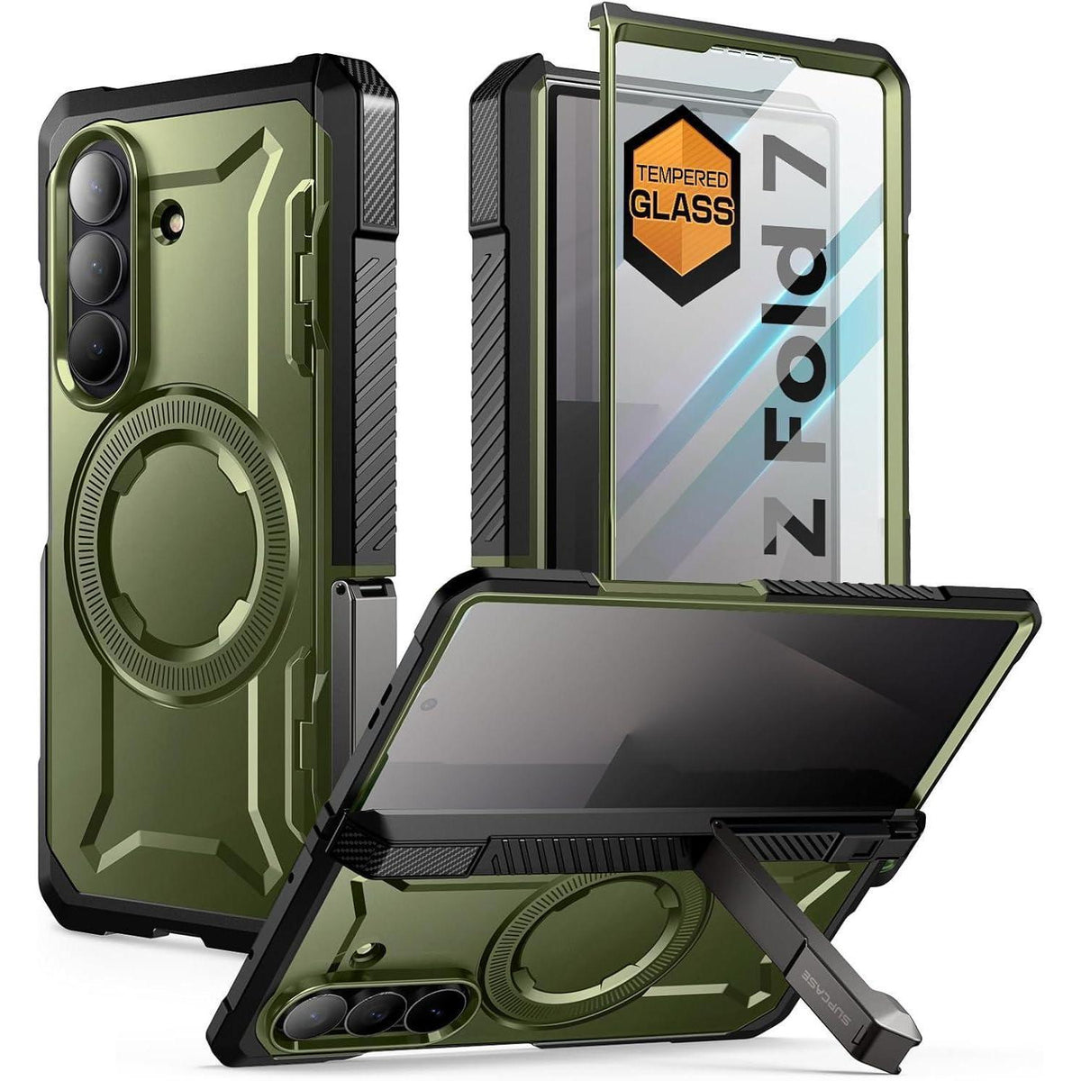 Samsung Galaxy Z Fold 7 Hülle mit Ständer & MagSafe Grün