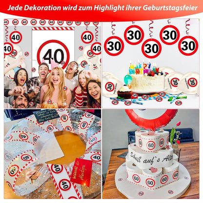 40. Geburtstag Deko Set mit Banner, Ballons & Verkehrszeichen