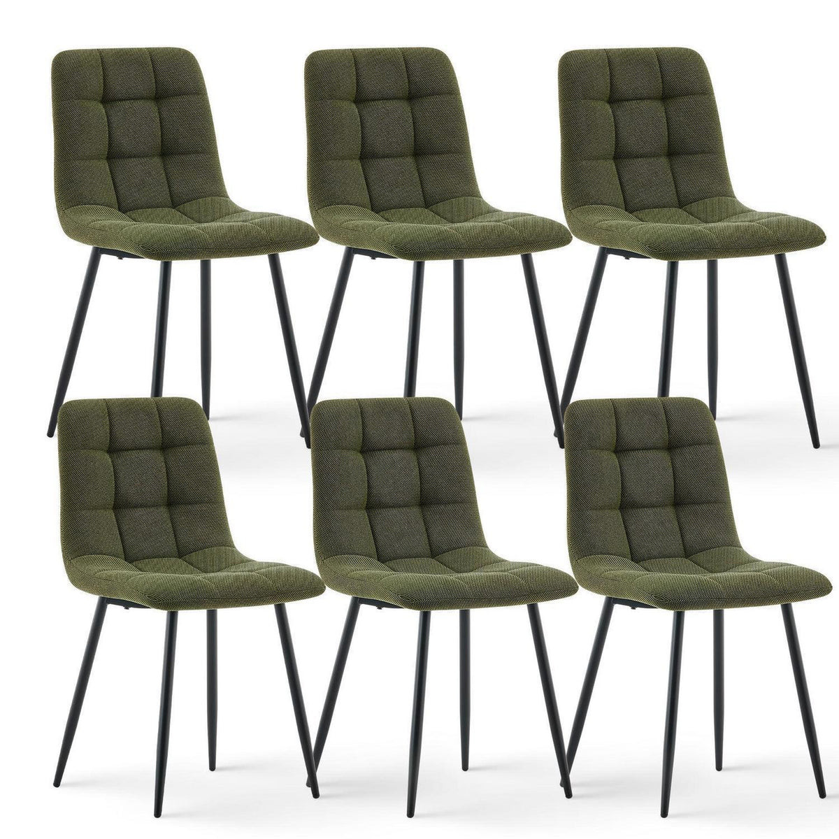 Esszimmerstühle Set 6er, Chenille Dunkelgrün, Gepolstert
