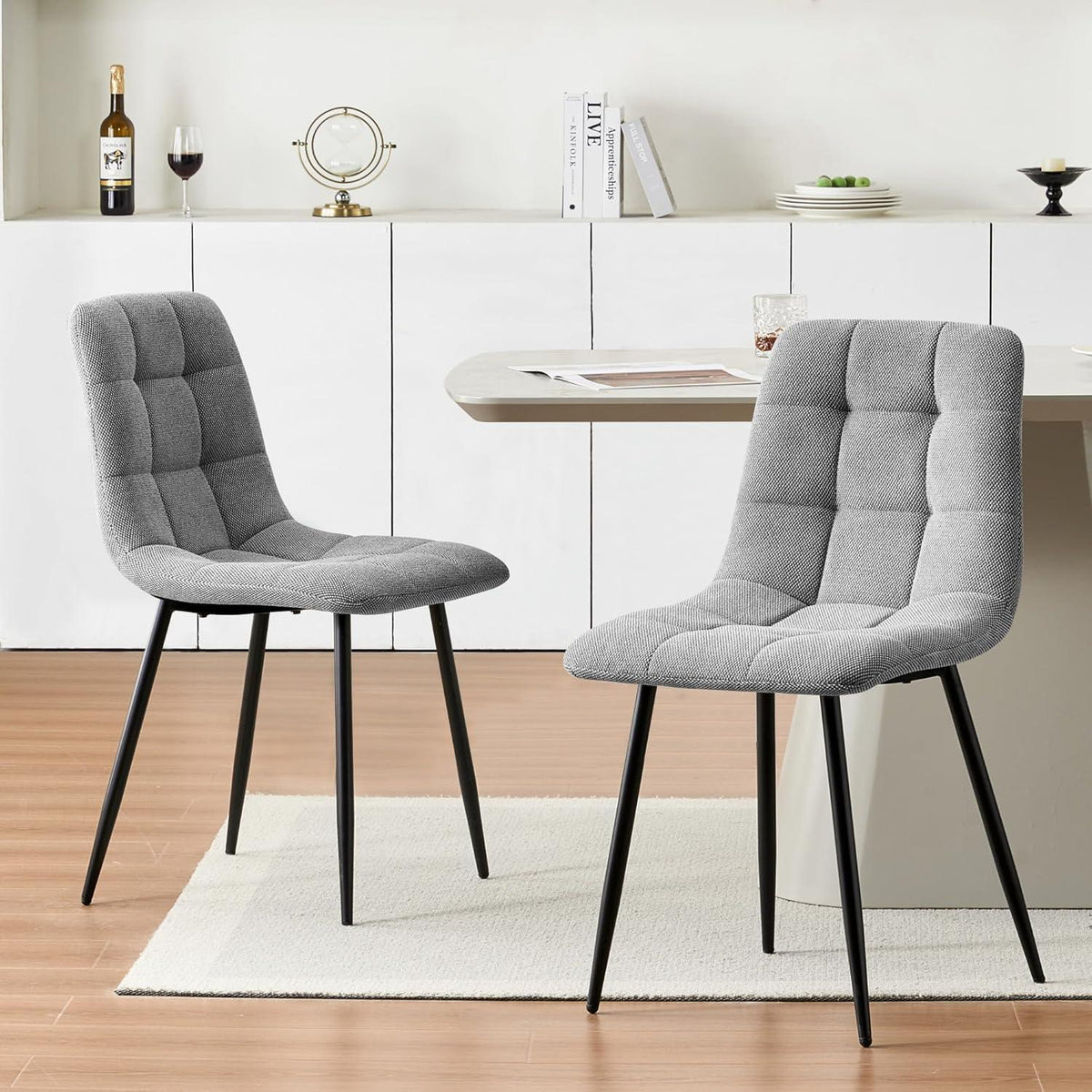 Esszimmerstühle 2er Set Dunkelgrau, Chenille Gepolstert