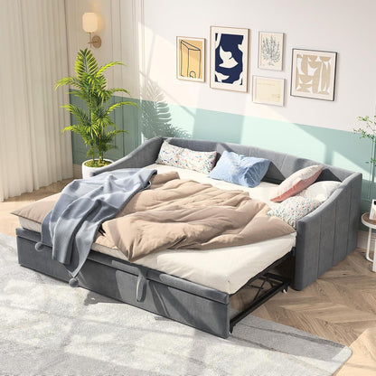 Ausziehbett 90/180x200 cm mit Bettkasten & Stauraum