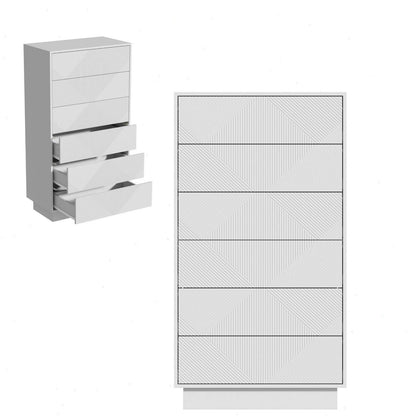 Kommode mit 6 Schubladen | Weiß | Schmaler Mehrzweckschrank