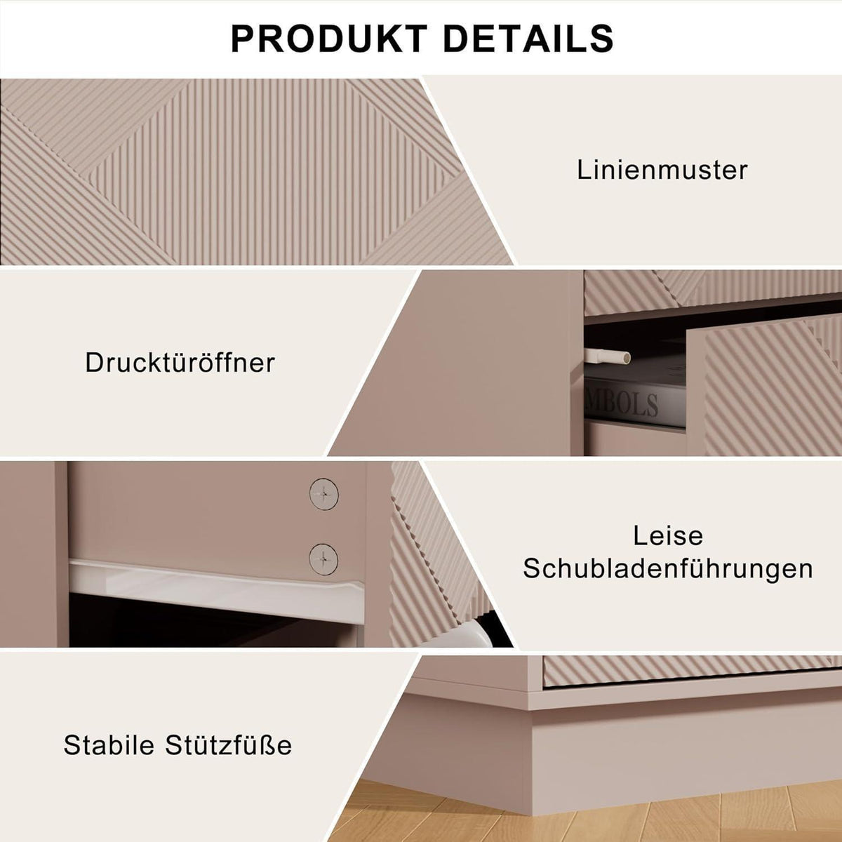 Moka Kommode mit 4 Schubladen – Modernes Design für Schlaf- & Wohnzimmer