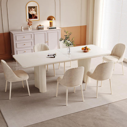 7-teiliges Esszimmer Set mit 200cm Esstisch & weißen Stühlen