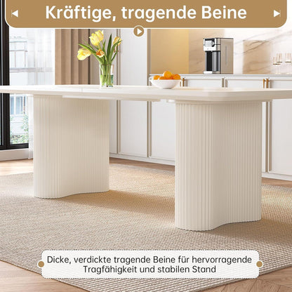 7-teiliges Esszimmer Set mit 200cm Esstisch & weißen Stühlen