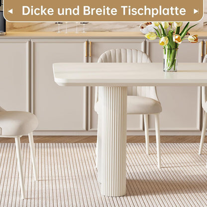 7-teiliges Esszimmer Set mit 200cm Esstisch & weißen Stühlen
