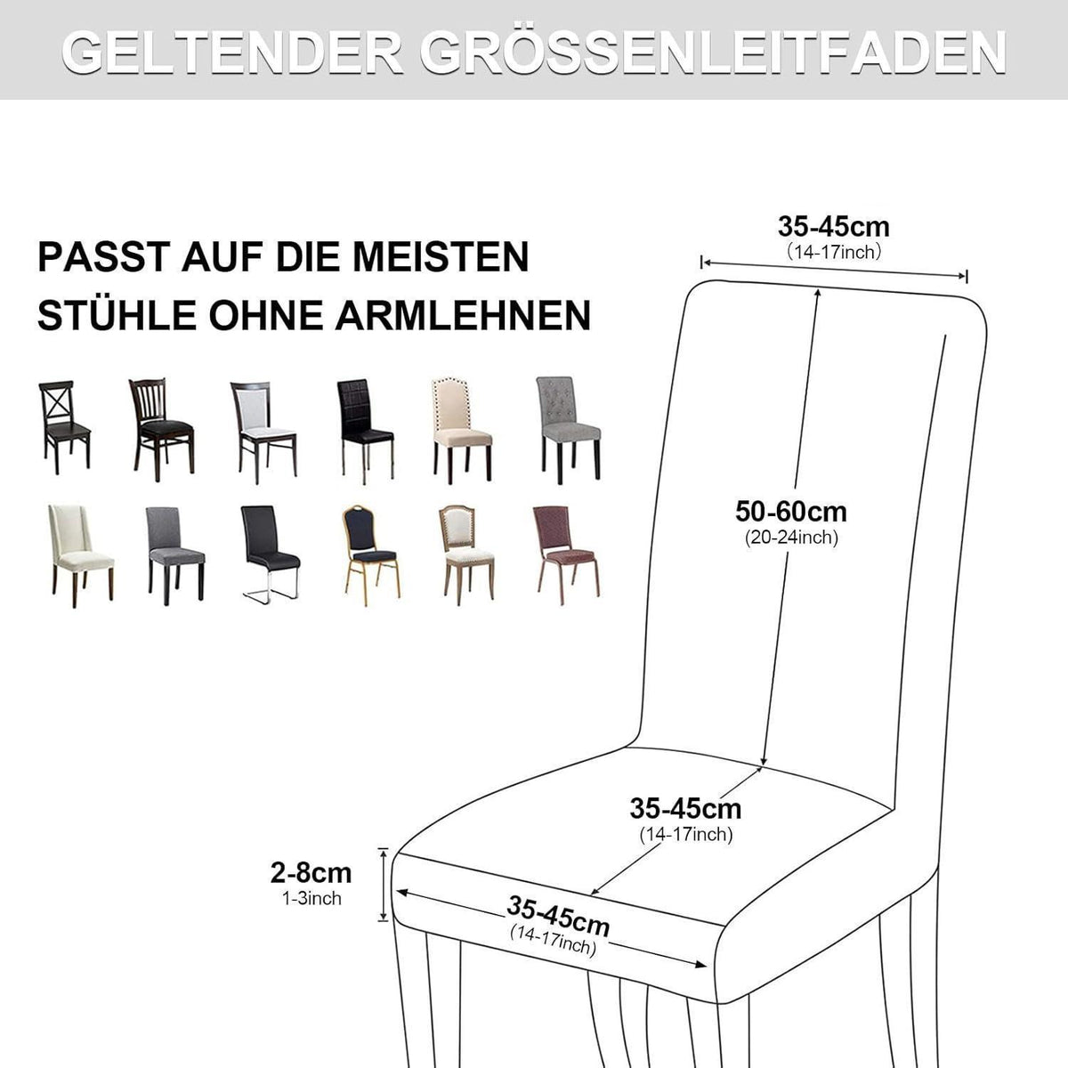 Hochflor Stuhlhussen 6er Set – Stretchbezug für Esszimmerstühle