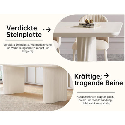 9-teiliges Esszimmer Set mit 200cm Esstisch & weißen Stühlen