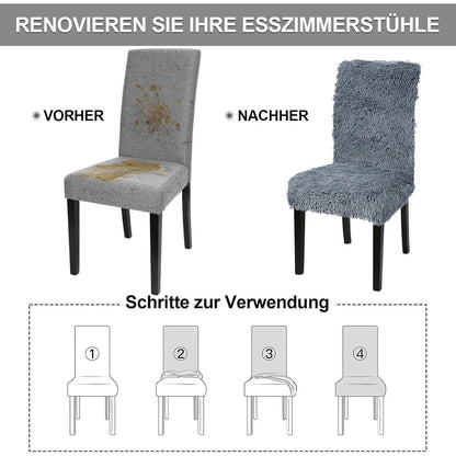 Stretch Stuhlhussen 6er Set - Dunkelgrau, Waschbar & Vielseitig