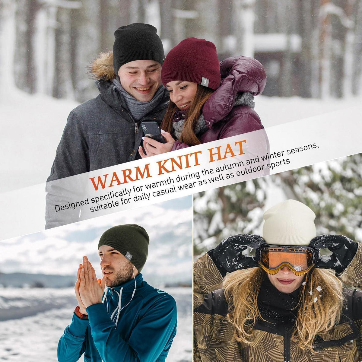 Strickmütze Damen & Herren Winter Beanie warm weiß