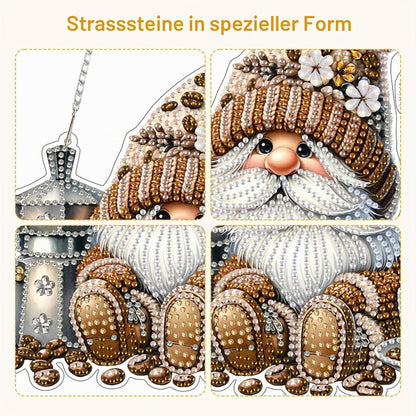 Diamantmalerei Anhänger Gnom & Kaffee – DIY Fensterdeko Set
