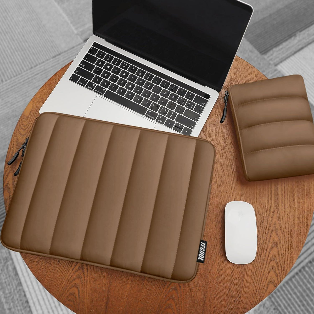 Gepolsterte Laptoptasche 13,3 Zoll mit Zubehörtasche, Braun