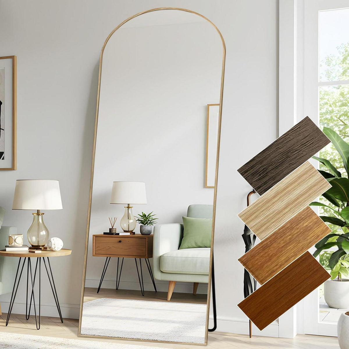 Gewölbter Ganzkörperspiegel 180x76cm – Stand- & Wandspiegel