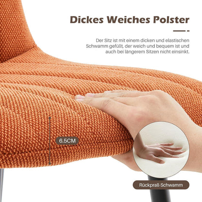Gepolsterter Esszimmerstuhl Set 4er – Orange Leinen