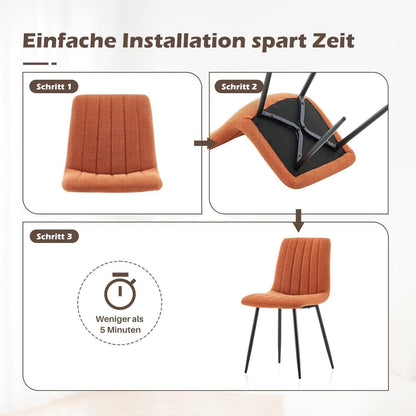 Gepolsterter Esszimmerstuhl Set 4er – Orange Leinen