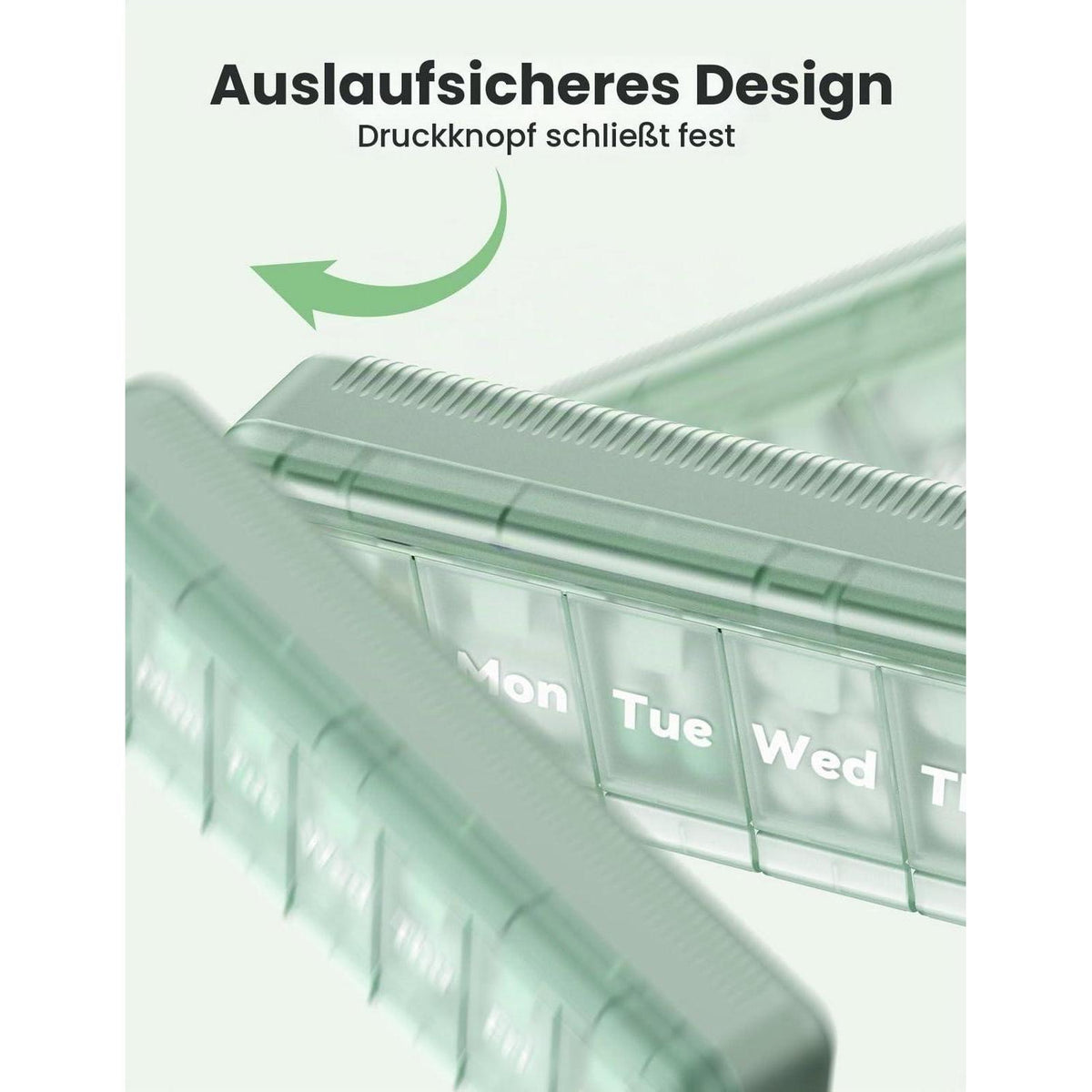 Tablettenbox 7 Tage Lichtgeschützt – Grün für Medikamente & Reisen