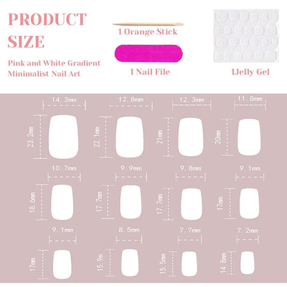 Rosa Press On Nails – Kurze Square Nägel mit Farbverlauf