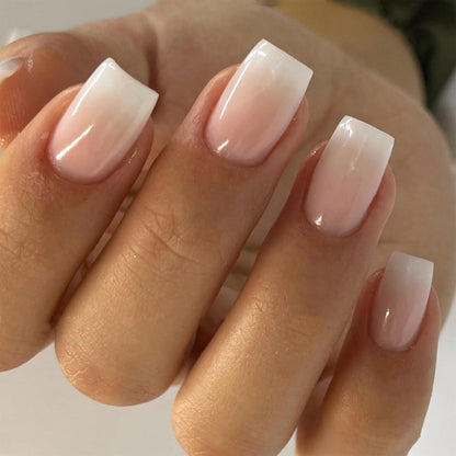 Rosa Press On Nails – Kurze Square Nägel mit Farbverlauf