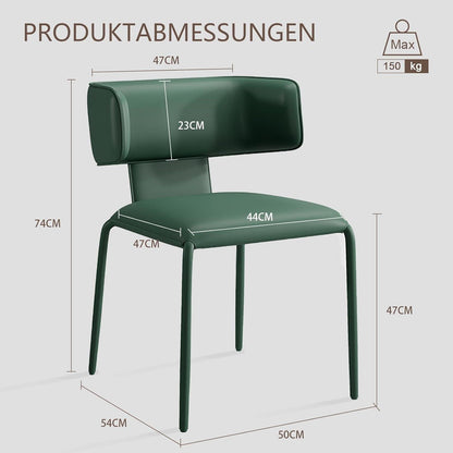 Esszimmerstuhl in Lederoptik, C-Lehne, Dunkelgrün