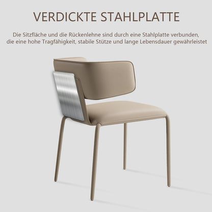 Esszimmerstuhl in Lederoptik, C-Lehne, Khaki