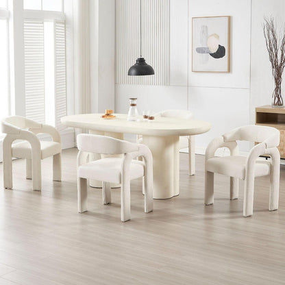 Gepolsterte Esszimmerstühle 4er Set, Chenille Weiß