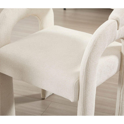 Gepolsterte Esszimmerstühle 4er Set, Chenille Weiß