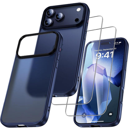 iPhone 17 Pro Hülle Set mit 2x Schutzfolie, Matt Blau