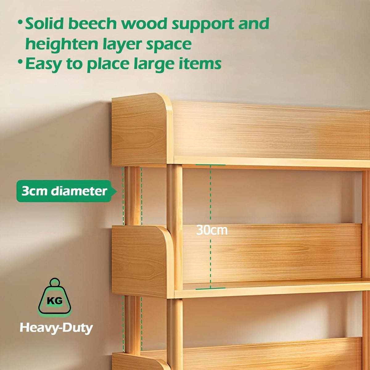 3-Ebenen Holzregal Eiche - Modernes Bücherregal für Wohnzimmer