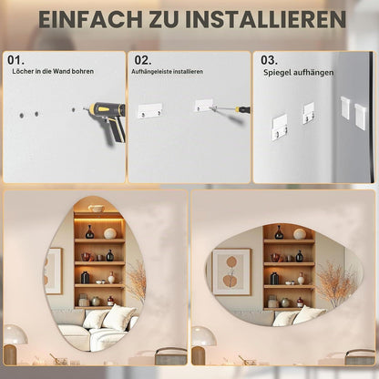 Unregelmäßiger Wandspiegel 91x60cm – Rahmenloser, Moderner Spiegel