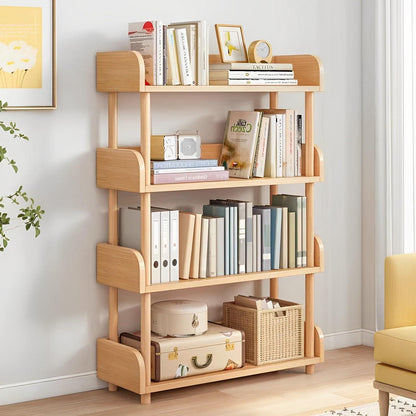 4-Ebenen Bücherregal Eiche | Modernes Holzregal für Wohnzimmer