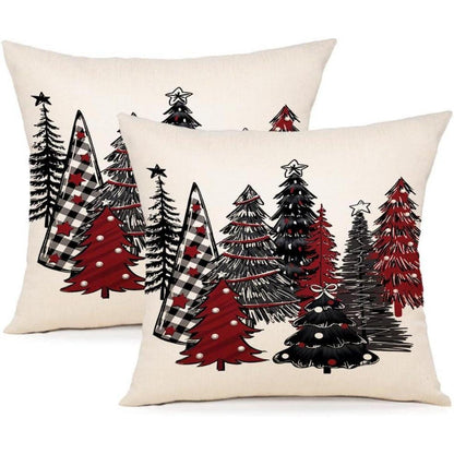 Weihnachtskissenbezug 2er Set Leinen 50x50 cm