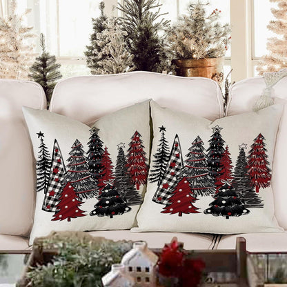 Weihnachtskissenbezug 2er Set Leinen 50x50 cm