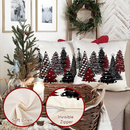Weihnachtskissenbezug 2er Set Leinen 50x50 cm