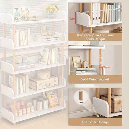 4-Ebenen Bücherregal Holz - Modernes Freistehend Regal Weiß