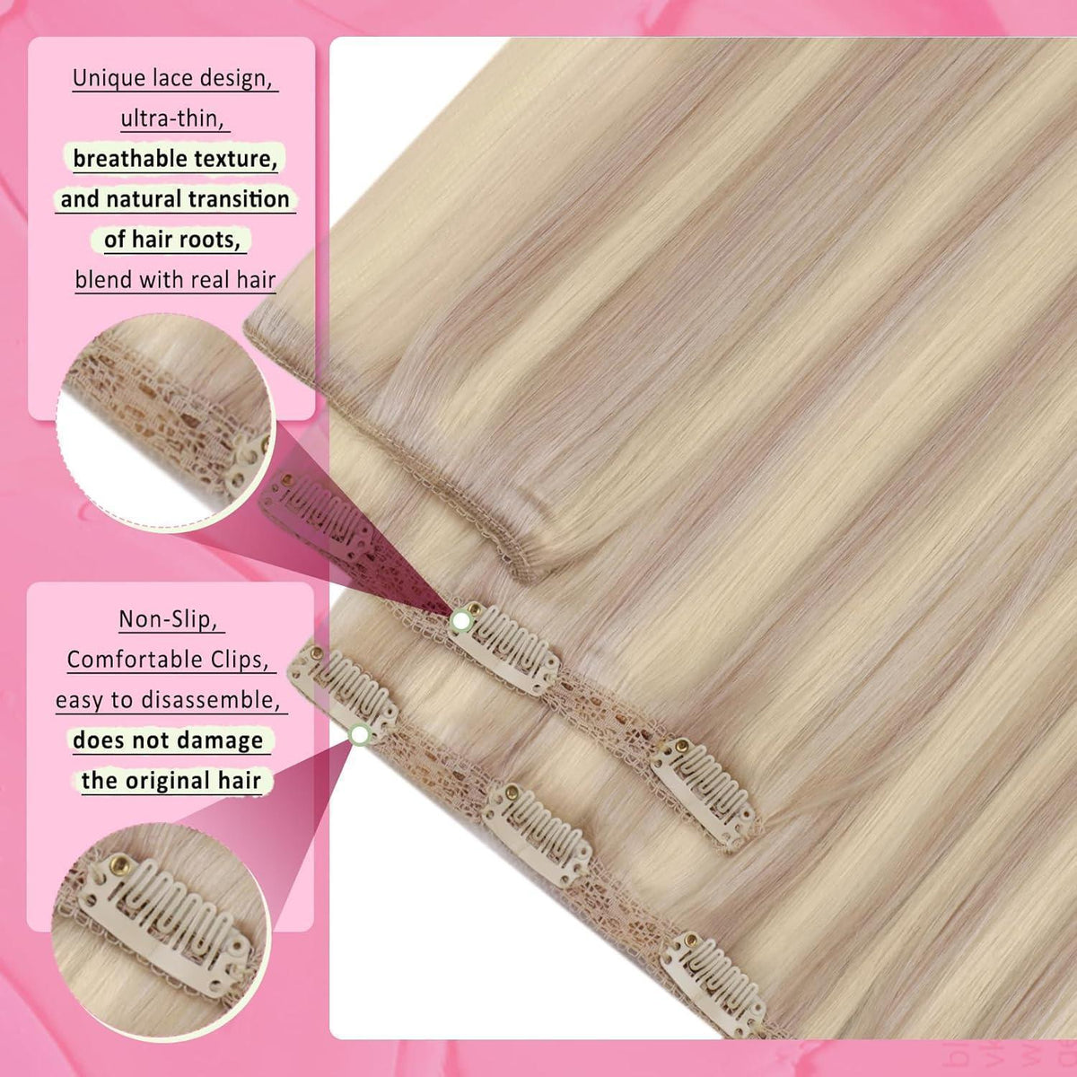 Blond Clip-in Echthaar Extensions 50cm – 150g