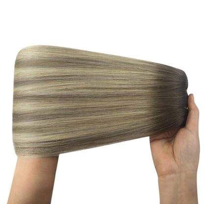 Echthaar Tressen Braun Balayage Ombre 50cm Haarverlängerung