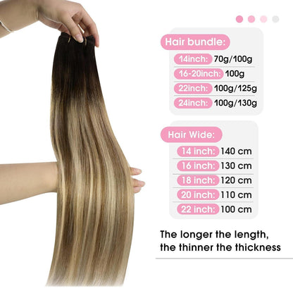 Echthaar Tressen Ombre Braun 45cm – Gerade Weave Extension