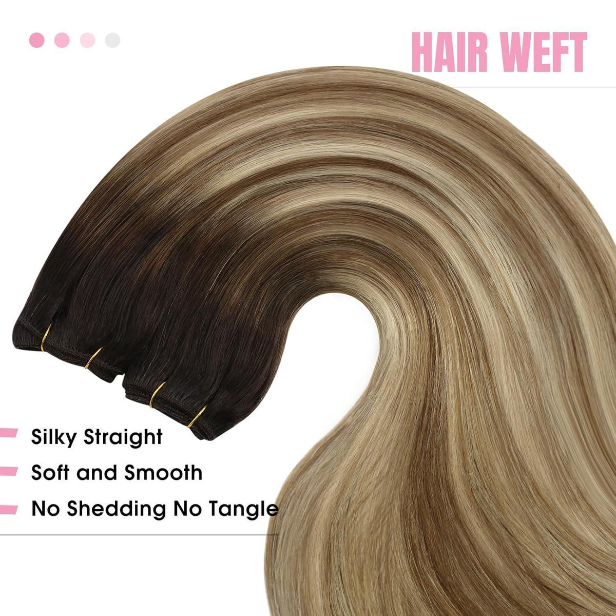 Echthaar Tressen Ombre Braun 45cm – Gerade Weave Extension