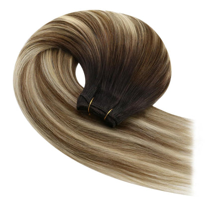 Echthaar Tressen Ombre Braun 45cm – Gerade Weave Extension