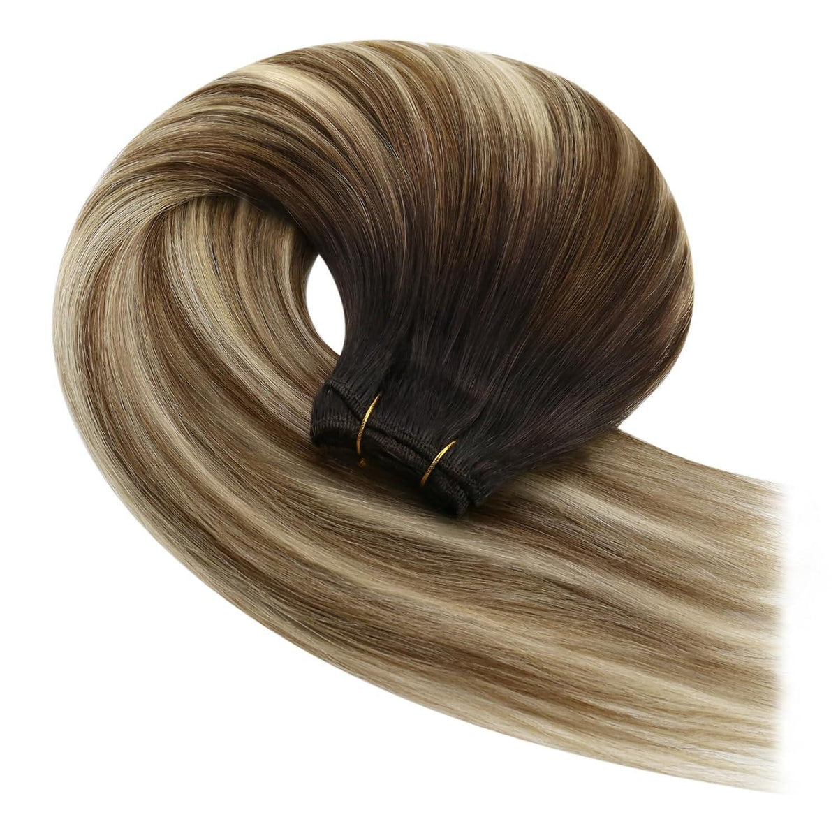Echthaar Tressen Ombre Braun Balayage Blond 50cm