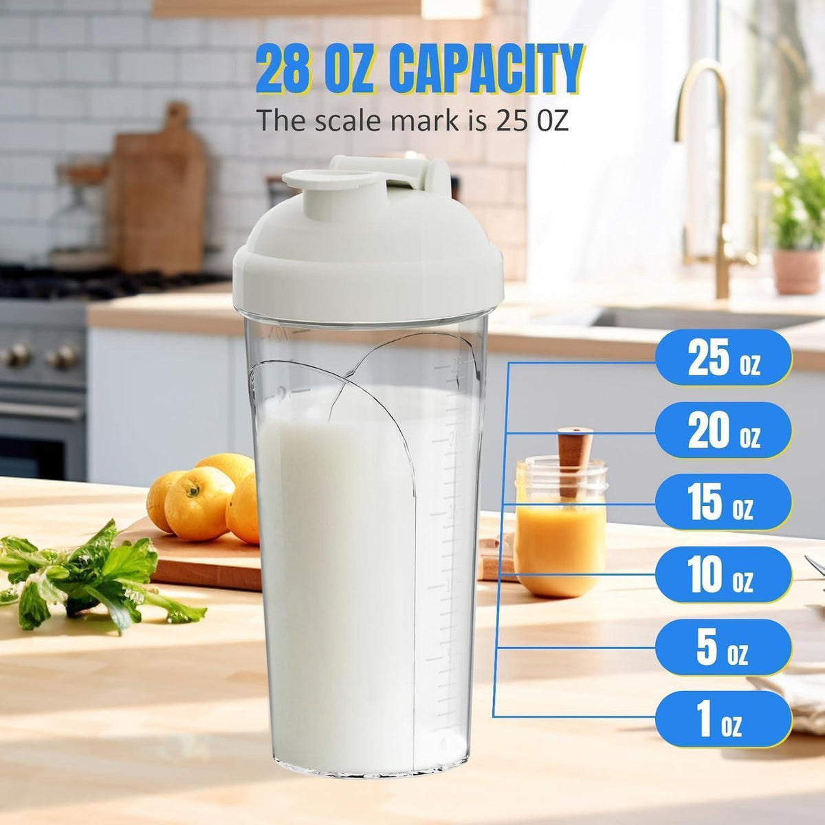 Protein Shaker 700ml Auslaufsicher BPA-frei Rosa+Weiß