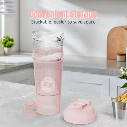 Protein Shaker 700ml Auslaufsicher BPA-frei Rosa+Weiß