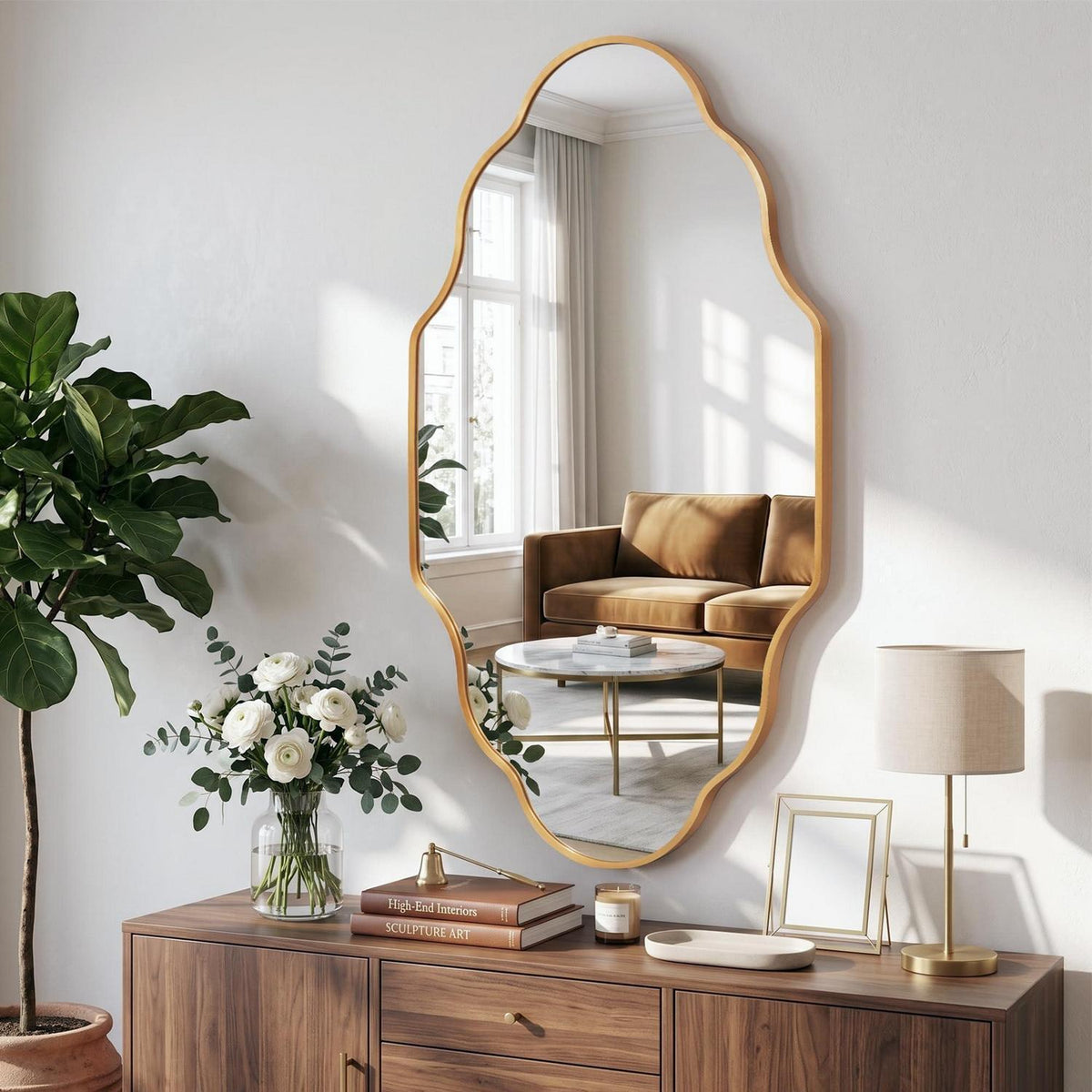 Wavy Gold Wandspiegel – Eleganter Wellenrahmen 115x65cm